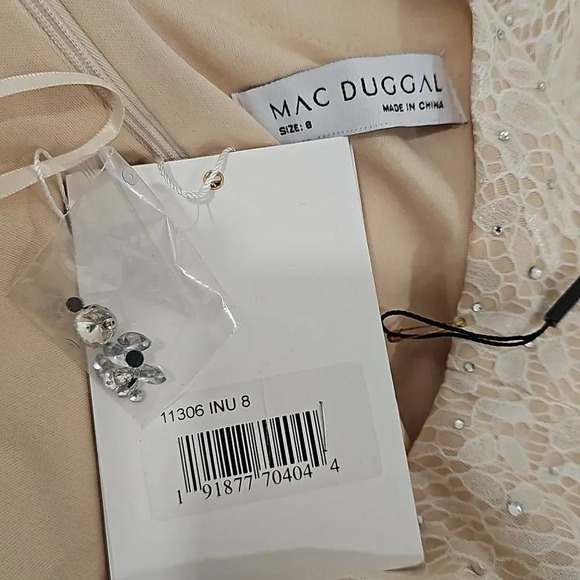 Mac Duggal EMBELLISHED ONE SLEEVE CUT OUT GOWN Sz 8 - Picture 2 of 12